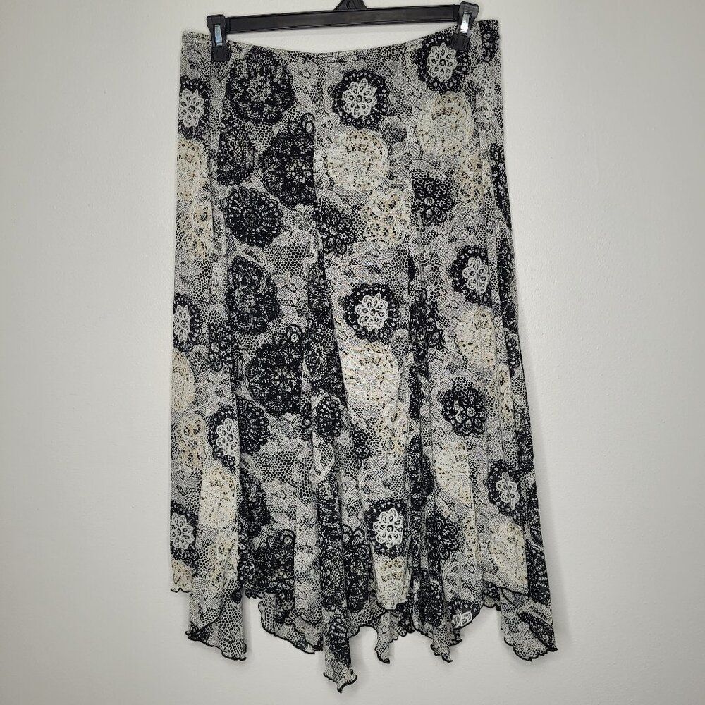 Vintage y2k Fashion Bug dark boho celestial pull on asymmetrical hem skirt L